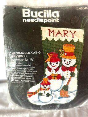 Bucilla Needlepoint 60546 Snowman Family Christmas 22" Stocking Kit Jiffi-Stitch